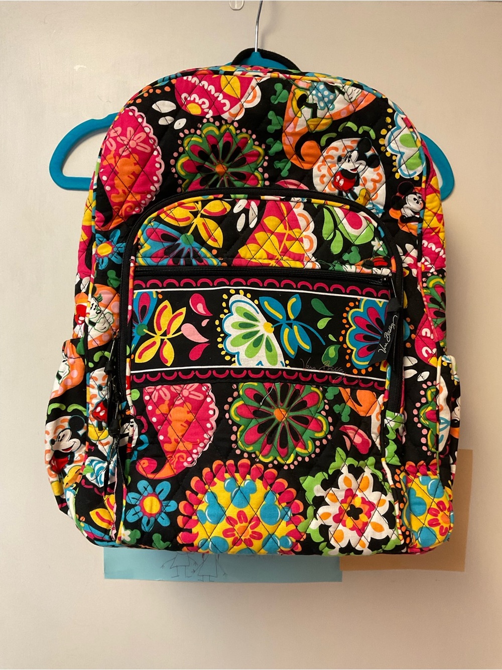 Mickey Mouse Vera Bradley Black Floral Quilted Backpack